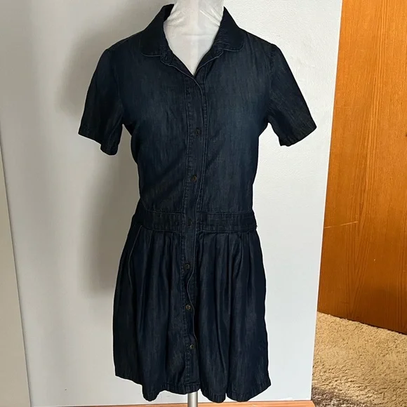 Current/Elliott Dresses | Current/Elliott Dark Denim Button Down Shirt Dress With Flared Skirt | Color: Blue | Size: S | Maryarko's Closet
